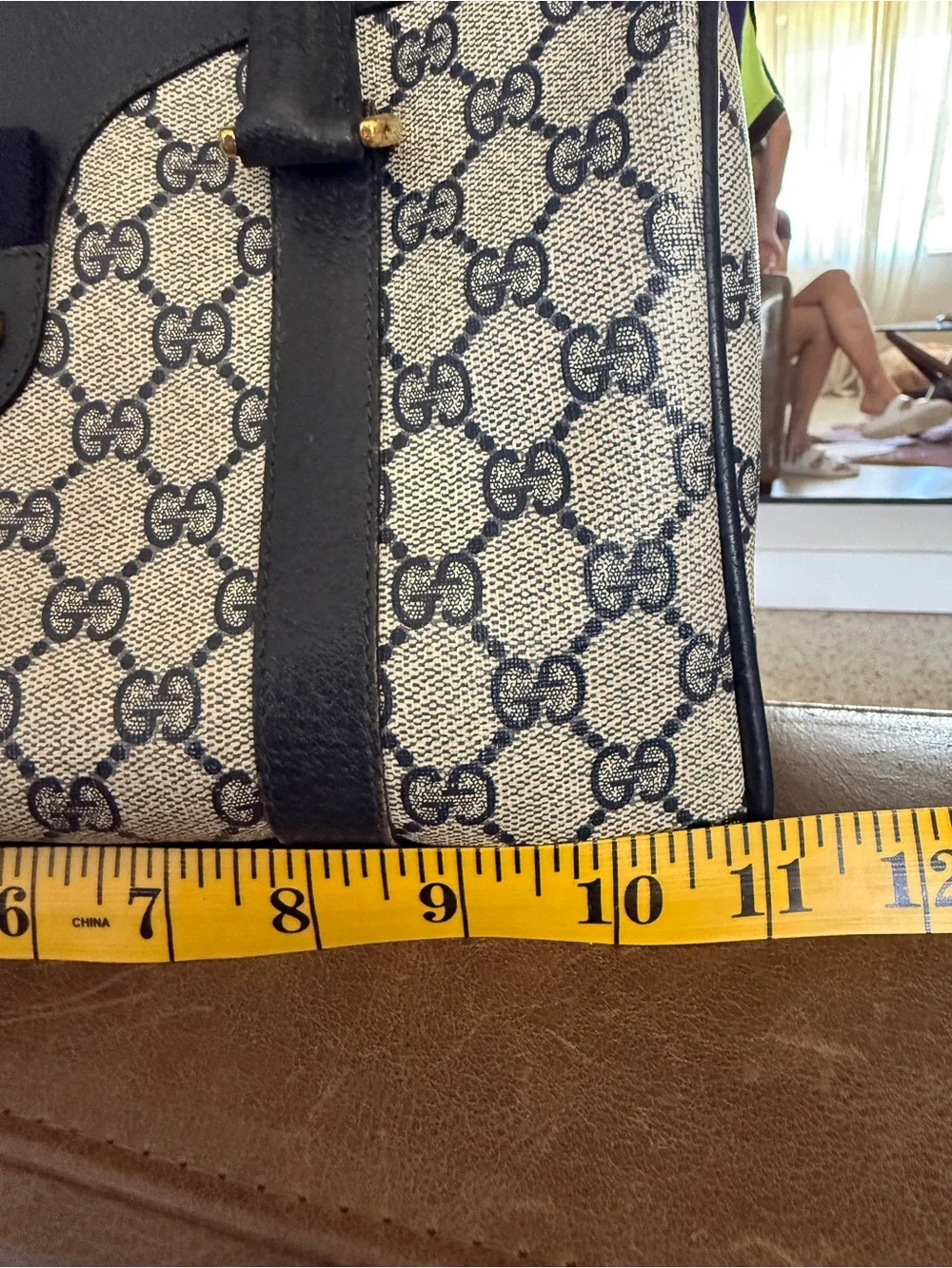 Vintage Gucci GG Accessory Collection Boston Blue Canvas Bag
